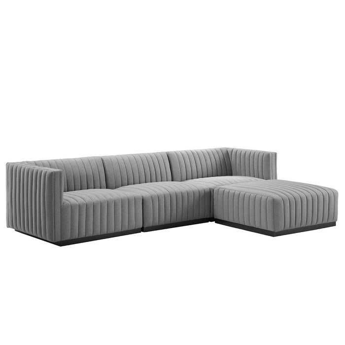 Conjure 4-Piece Channel Tufted Upholstered Fabric Sectional Sofa
