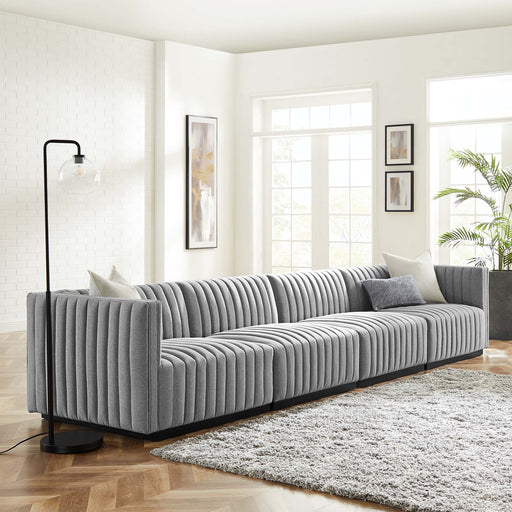 Conjure 4-Piece Channel Tufted Upholstered Fabric Sofa by Modway - front view