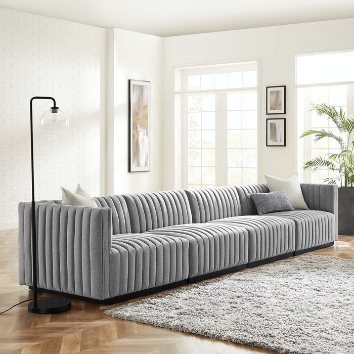 Conjure 4-Piece Channel Tufted Upholstered Fabric Sofa by Modway - front view