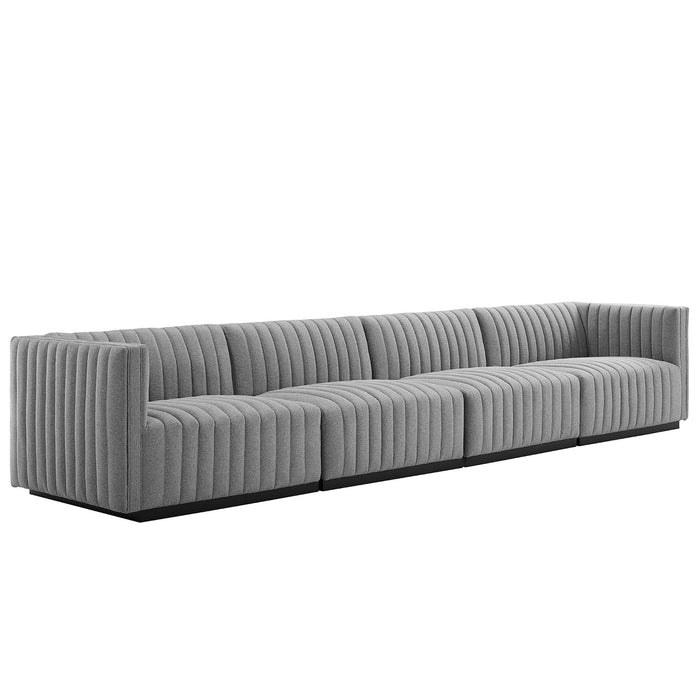 Conjure 4-Piece Channel Tufted Upholstered Fabric Sofa by Modway - angle view
