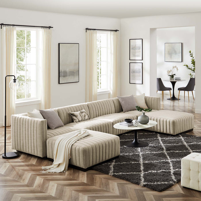 Conjure 6-Piece Channel Tufted Upholstered Fabric Sectional Sofa by Modway - view 18