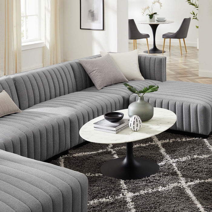Conjure 6-Piece Channel Tufted Upholstered Fabric Sectional Sofa by Modway - detail close-up