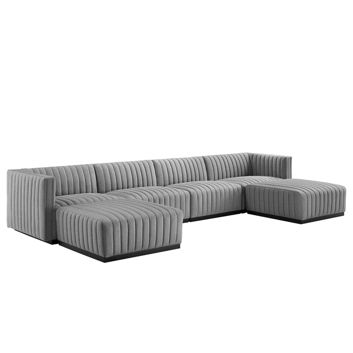 Conjure 6-Piece Channel Tufted Upholstered Fabric Sectional Sofa by Modway - angle view