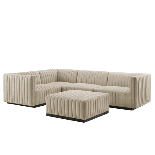 Conjure 5-Piece Channel Tufted Upholstered Fabric Sectional by Modway - angle view