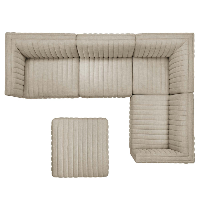 Conjure 5-Piece Channel Tufted Upholstered Fabric Sectional by Modway - view 16
