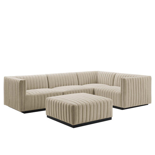 Conjure 5-Piece Channel Tufted Upholstered Fabric Sectional by Modway - angle view