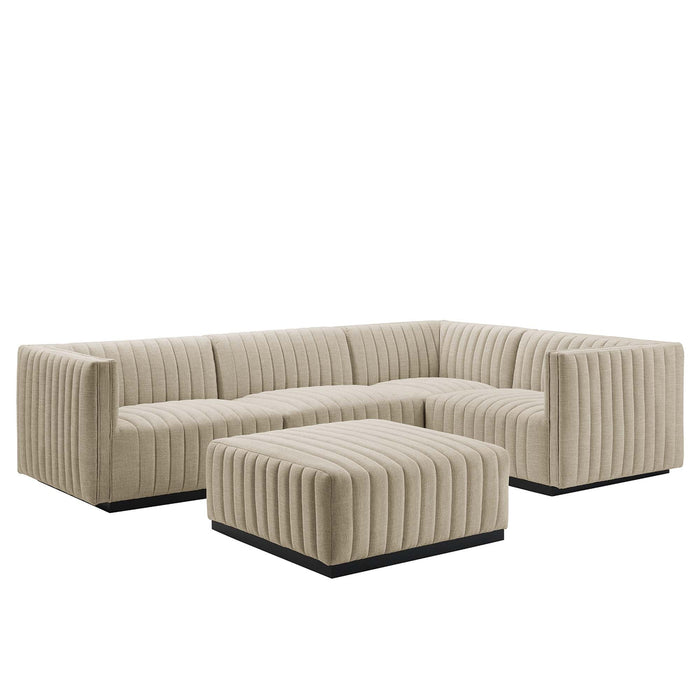 Conjure 5-Piece Channel Tufted Upholstered Fabric Sectional by Modway - angle view