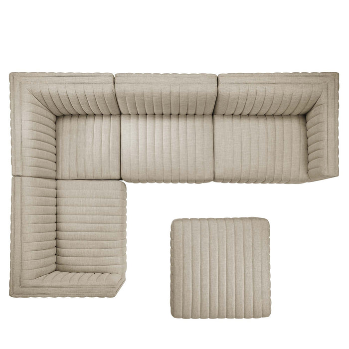 Conjure 5-Piece Channel Tufted Upholstered Fabric Sectional by Modway - view 17