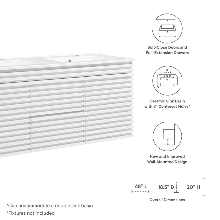 Render 48" Wall-Mount Bathroom Vanity Basin Included