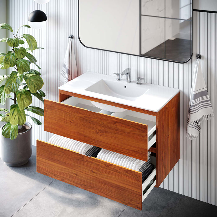 Scenic Wall-Mount Bathroom Vanity Basin Included