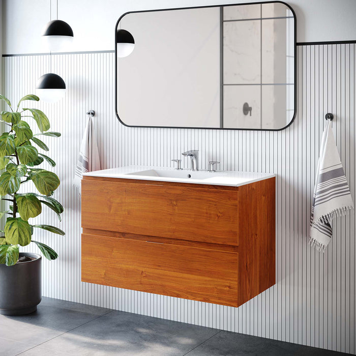 Scenic Wall-Mount Bathroom Vanity Basin Included