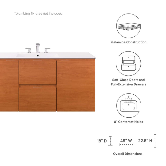 Scenic Wall-Mount Bathroom Vanity Basin Included