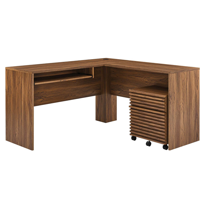Modway Render Wood Desk and File Cabinet Set Office Furniture - Features