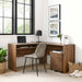 Modway Render Wood Desk and File Cabinet Set Office Furniture in Brown - Detail View