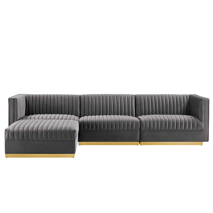 Sanguine 4-Piece Channel Tufted Performance Velvet Modular Sectional Sofa