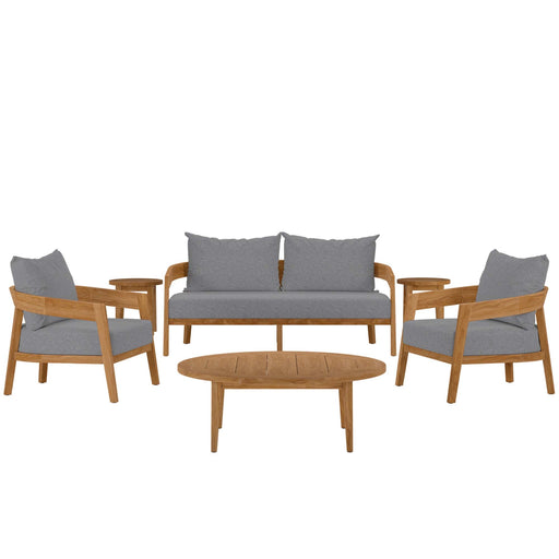 Modway Brisbane 6-Piece Teak Wood Outdoor Patio Set - Product Image 61