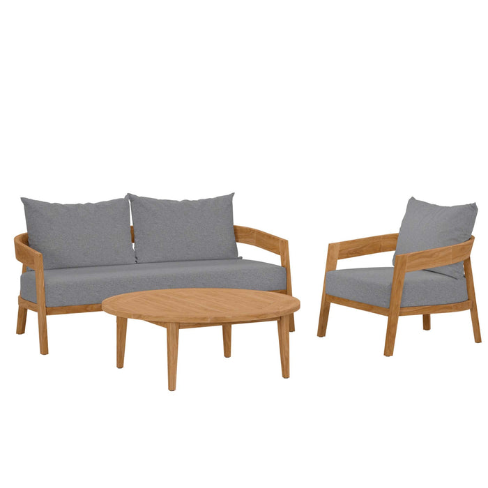Brisbane 3-Piece Teak Wood Outdoor Patio Set by Modway - installation view