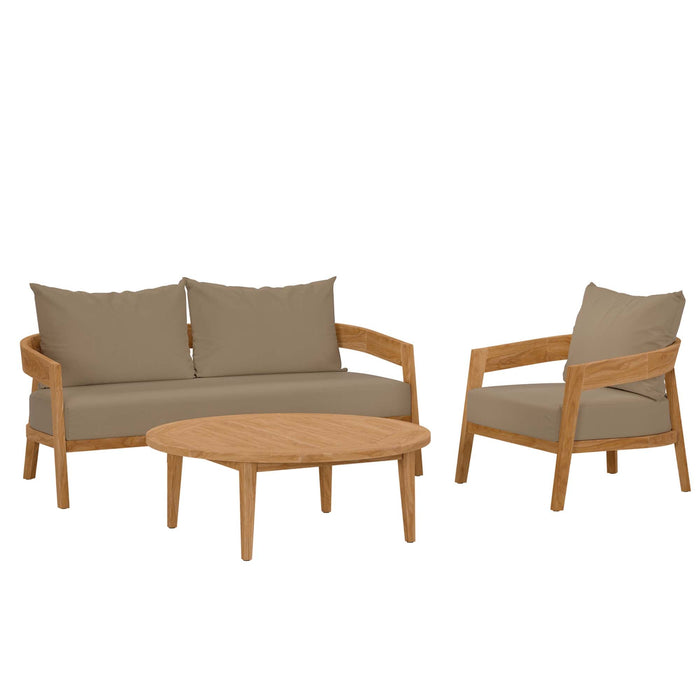 Brisbane 3-Piece Teak Wood Outdoor Patio Set by Modway - view 26