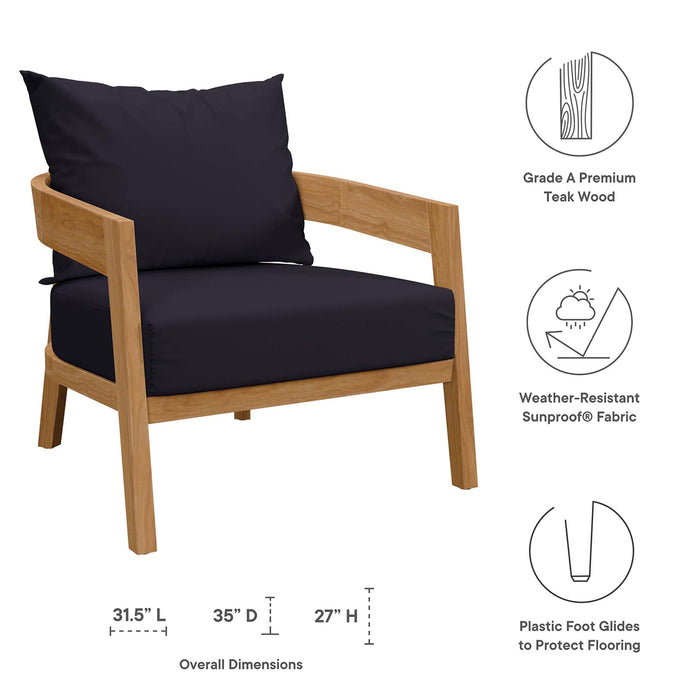 Brisbane 3-Piece Teak Wood Outdoor Patio Set by Modway - detail close-up