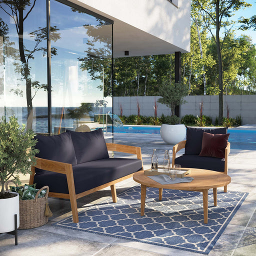 Brisbane 3-Piece Teak Wood Outdoor Patio Set by Modway - front view