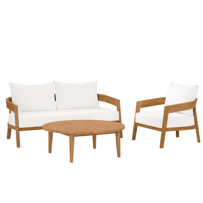 Brisbane 3-Piece Teak Wood Outdoor Patio Set outdoor patio furniture set angle view