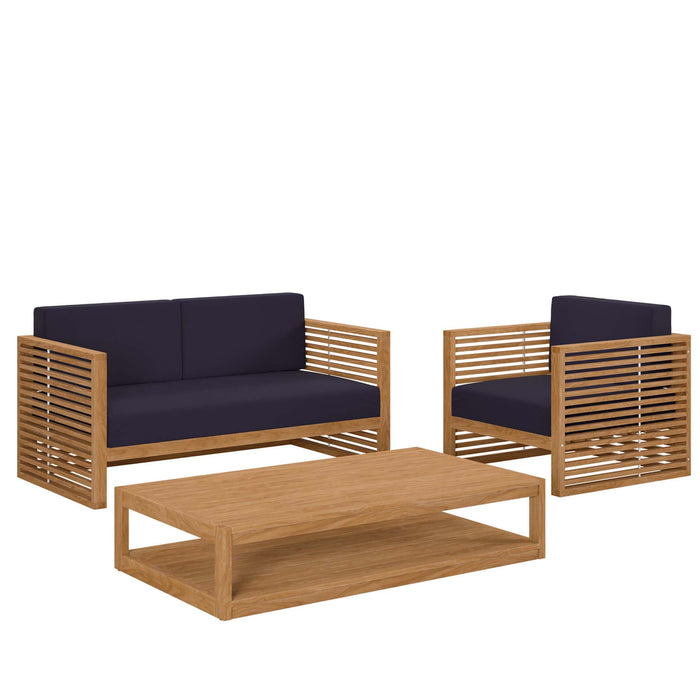 Carlsbad 3-Piece Teak Wood Outdoor Patio Outdoor Patio Set