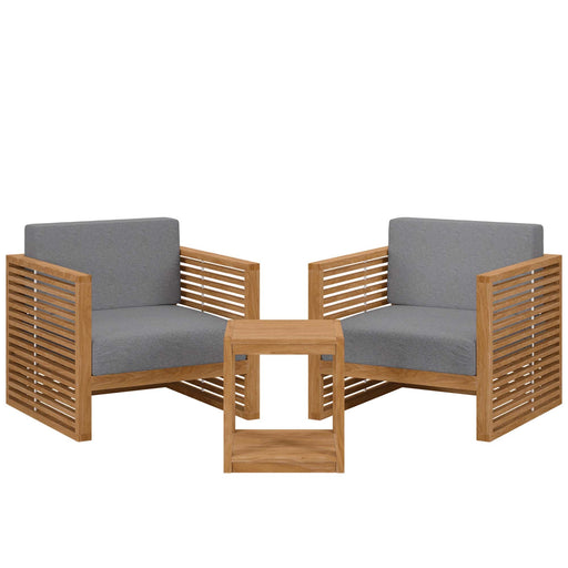 Carlsbad 3-Piece Teak Wood Outdoor Patio Outdoor Patio Set - alternate angle view