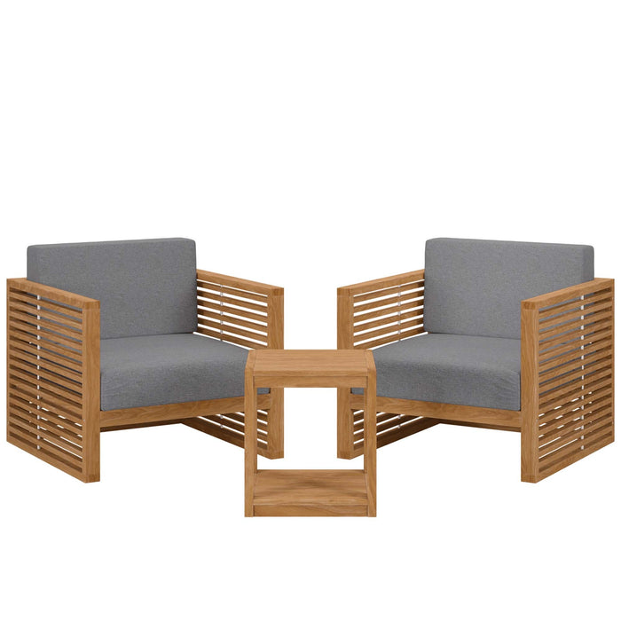 Carlsbad 3-Piece Teak Wood Outdoor Patio Outdoor Patio Set - alternate angle view