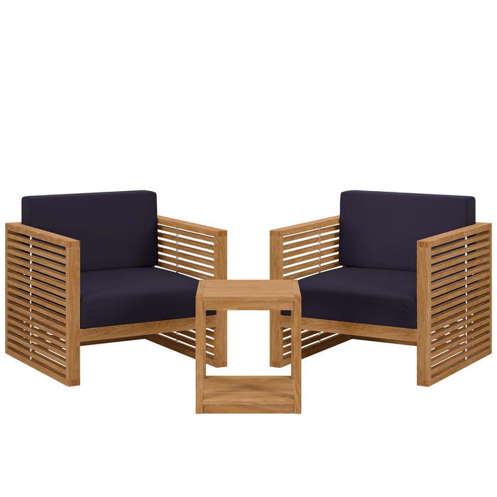Carlsbad 3-Piece Teak Wood Outdoor Patio Outdoor Patio Set - view 14