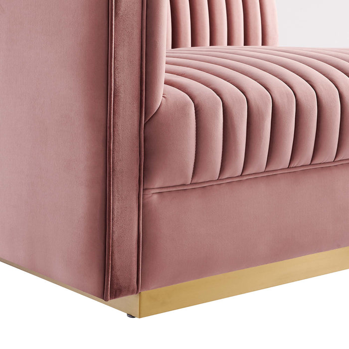 Sanguine 7-Piece Channel Tufted Performance Velvet Right-Facing Modular Sectional Sofa sectional sofa seating detail