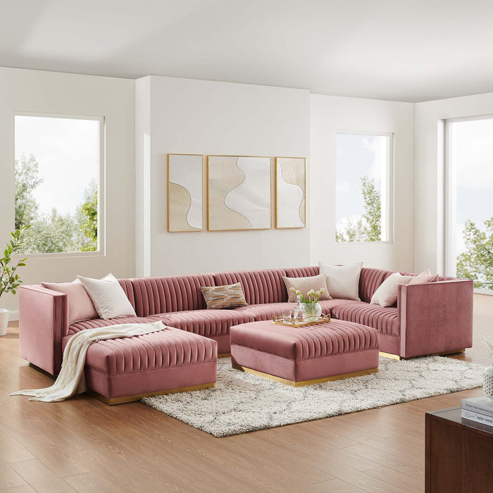 Sanguine 7-Piece Channel Tufted Performance Velvet Right-Facing Modular Sectional Sofa by Modway - view 17