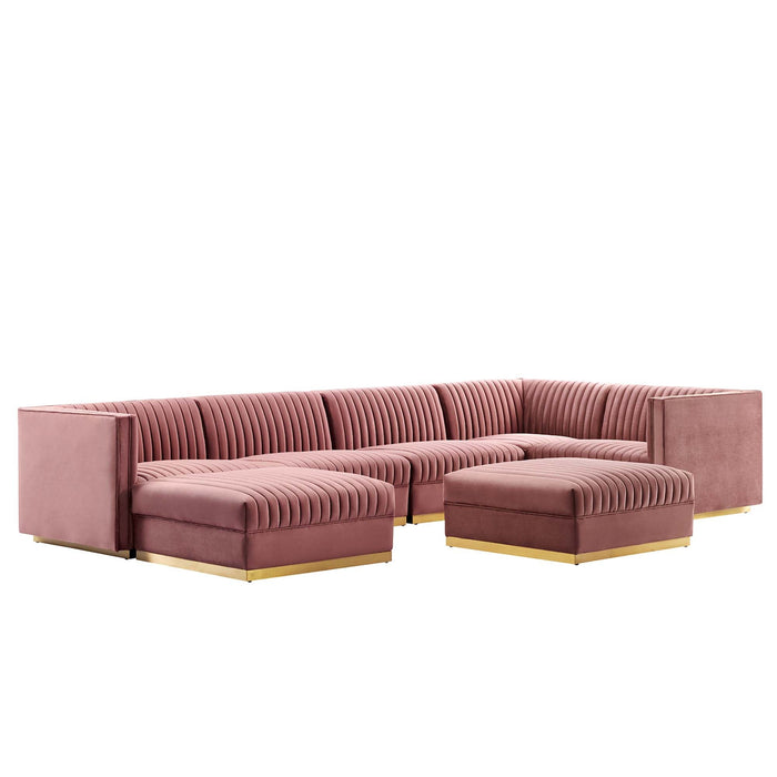 Sanguine 7-Piece Channel Tufted Performance Velvet Right-Facing Modular Sectional Sofa by Modway - view 18