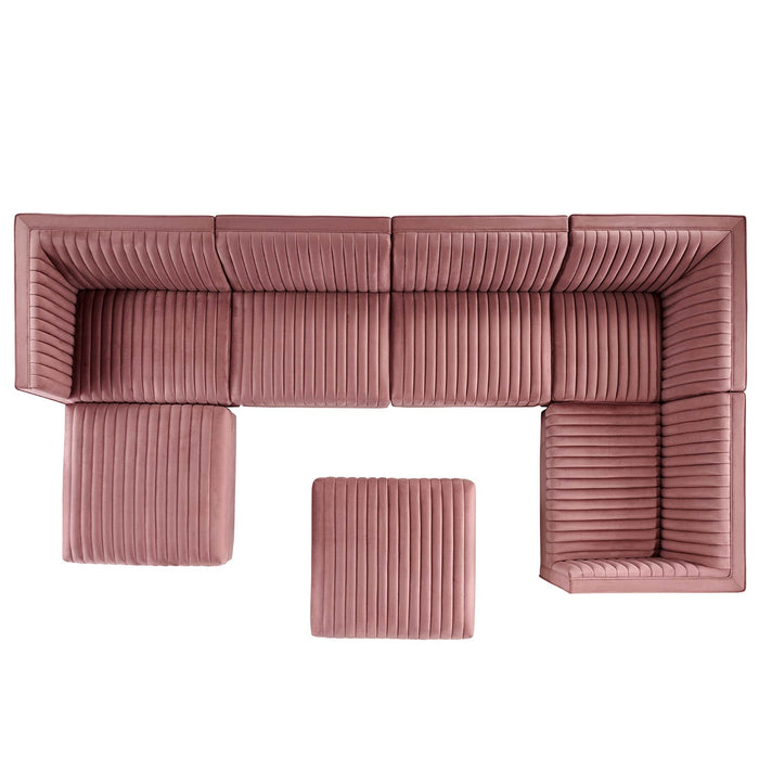 Sanguine 7-Piece Channel Tufted Performance Velvet Right-Facing Modular Sectional Sofa by Modway - view 30