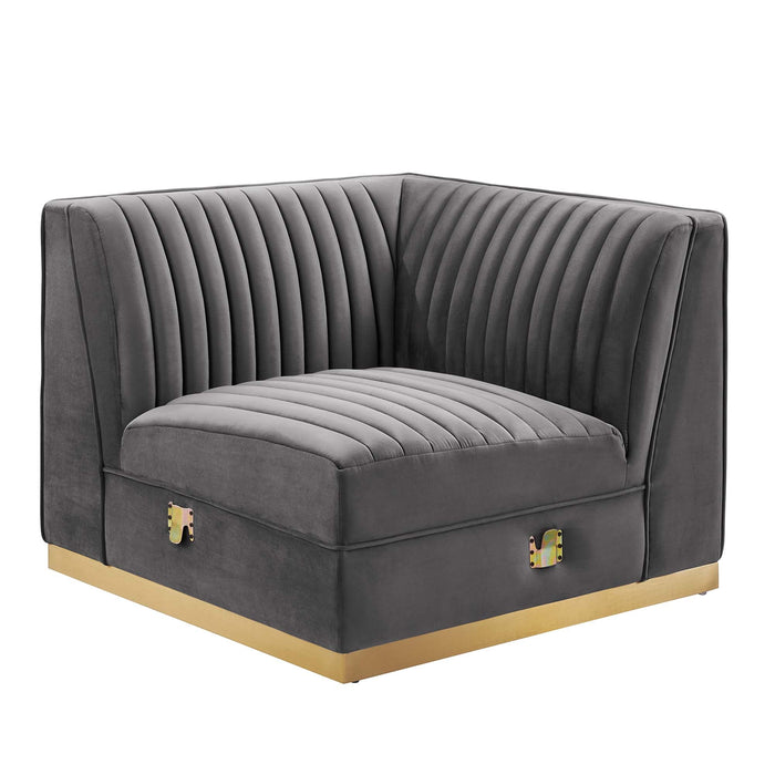 Sanguine 7-Piece Channel Tufted Performance Velvet Right-Facing Modular Sectional Sofa by Modway - alternate view