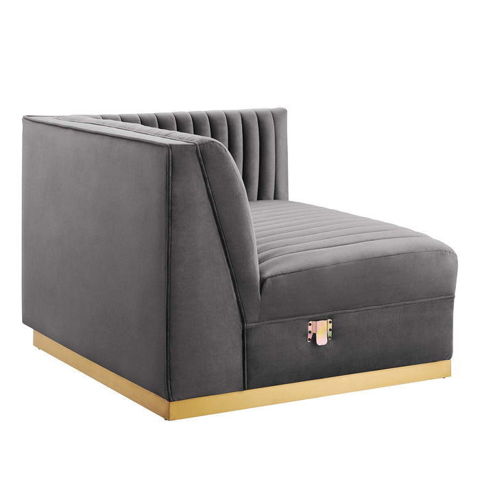 Sanguine 7-Piece Channel Tufted Performance Velvet Right-Facing Modular Sectional Sofa by Modway - interior view