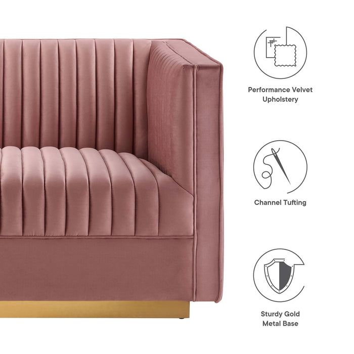 Sanguine 6-Piece Channel Tufted Performance Velvet Modular Sectional Sofa by Modway - side view