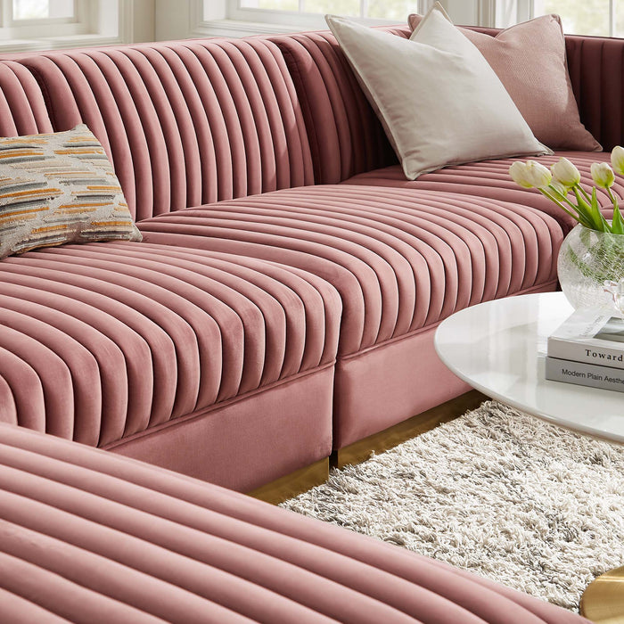Sanguine 6-Piece Channel Tufted Performance Velvet Modular Sectional Sofa by Modway - detail close-up