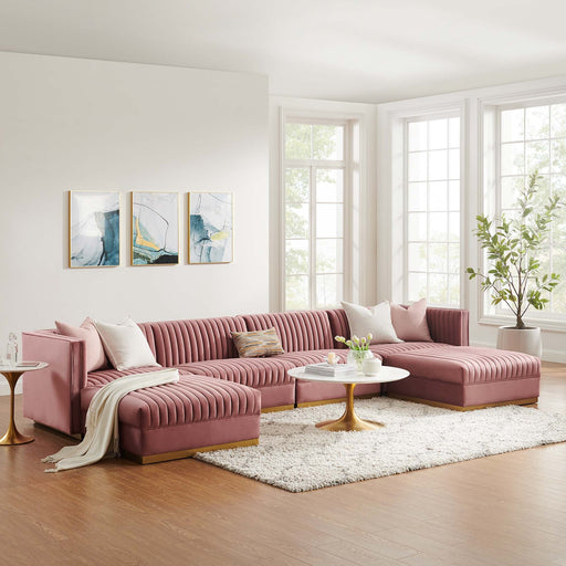 Sanguine 6-Piece Channel Tufted Performance Velvet Modular Sectional Sofa by Modway - front view