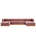 Sanguine 6-Piece Channel Tufted Performance Velvet Modular Sectional Sofa by Modway - angle view