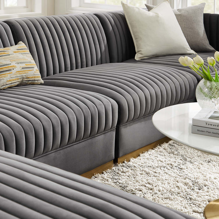 Sanguine 6-Piece Channel Tufted Performance Velvet Modular Sectional Sofa by Modway - view 18