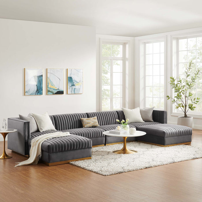 Sanguine 6-Piece Channel Tufted Performance Velvet Modular Sectional Sofa by Modway - product label