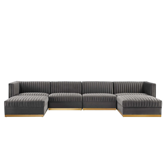 Sanguine 6-Piece Channel Tufted Performance Velvet Modular Sectional Sofa by Modway - view 16