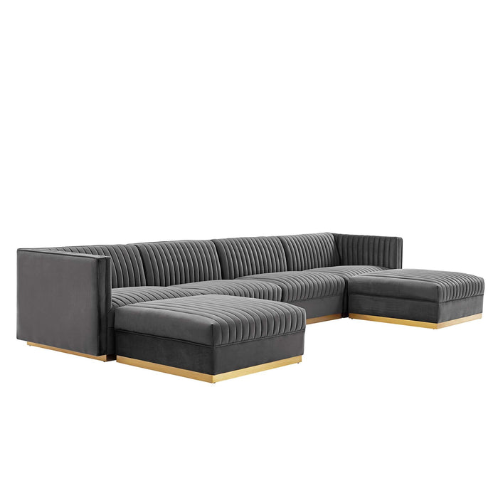 Sanguine 6-Piece Channel Tufted Performance Velvet Modular Sectional Sofa by Modway - view 19