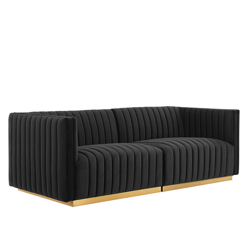 Conjure Channel Tufted Performance Velvet Loveseat - alternate angle view