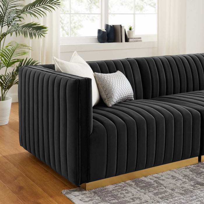 Conjure Channel Tufted Performance Velvet Sofa by Modway - detail close-up