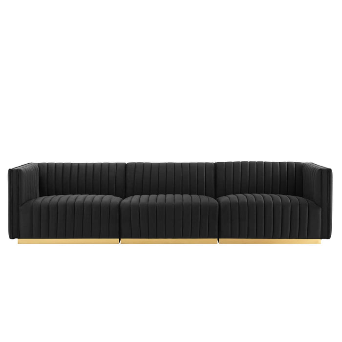 Conjure Channel Tufted Performance Velvet Sofa by Modway - interior view