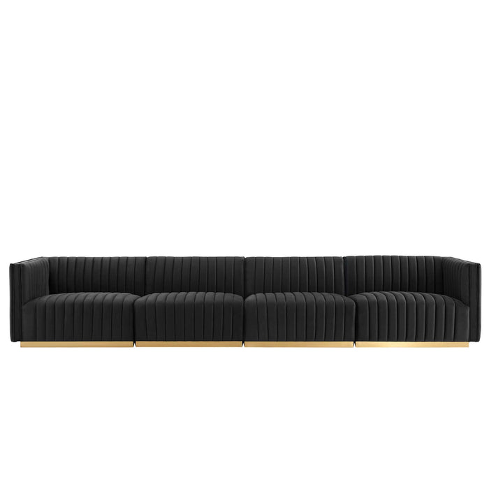 Conjure 4-Piece Channel Tufted Performance Velvet Sofa by Modway - top view