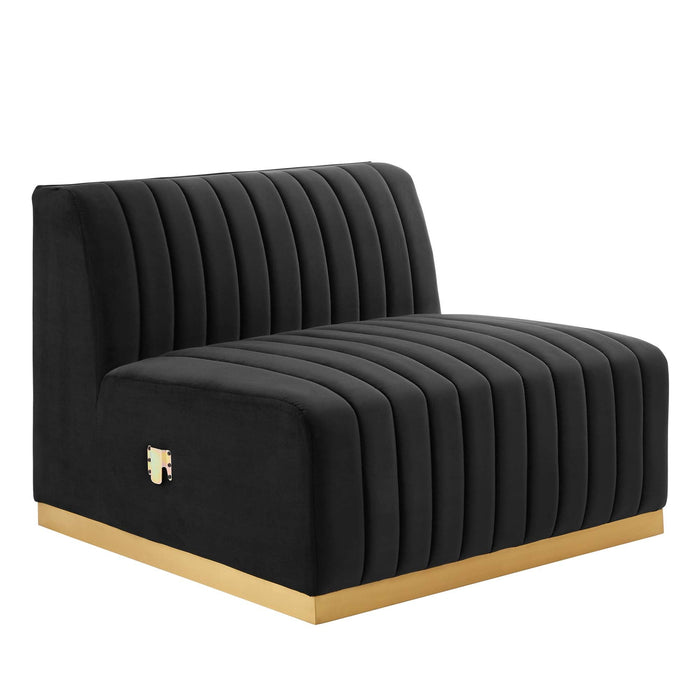 Conjure 4-Piece Channel Tufted Performance Velvet Sectional by Modway - specifications diagram