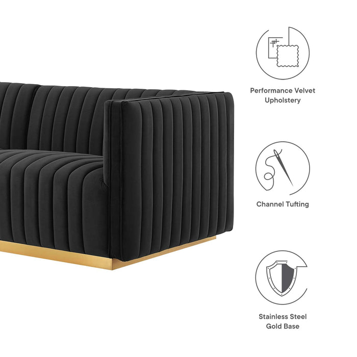 Conjure Channel Tufted Performance Velvet Sectional Sofa - Luxurious, Stain-Resistant, Modern Design