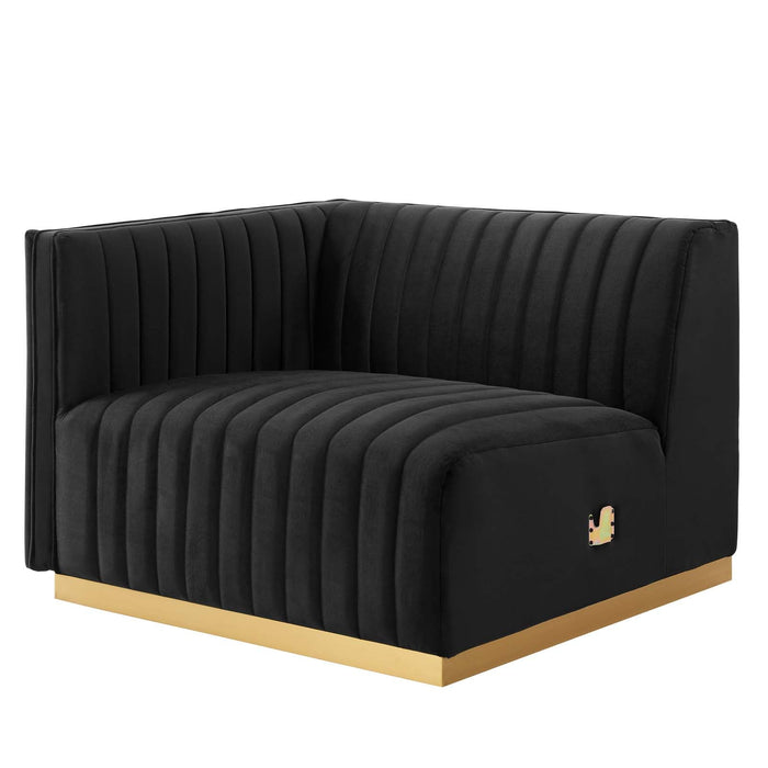 Conjure Channel Tufted Performance Velvet Sectional Sofa - Luxurious, Stain-Resistant, Modern Design